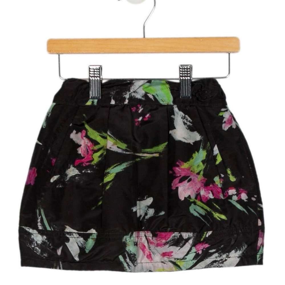 Toddler girl D&G Black Skirt with Pink and Green Floral Design size 3 toddler